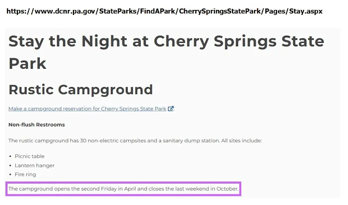 Cherry Springs State Park Rustic Campground 0
