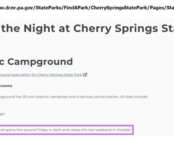 Cherry Springs State Park Rustic Campground